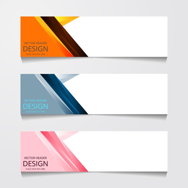 Vector abstracte banner ontwerp websjabloon Verzameling van webbannersjabloon Abstracte geometrische webdesign sjabloon voor spandoek geïsoleerd op een grijze achtergrond