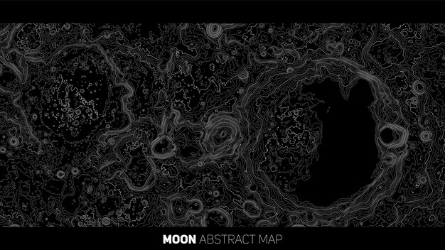 Vector abstracte maan reliëfkaart. Gegenereerde conceptuele maanhoogtekaart