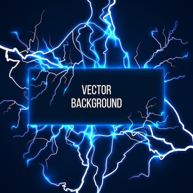 Vector banner met bliksemschichten en ontlaadstroom. Electricit, spanningsstorm, weer natuur illustratie