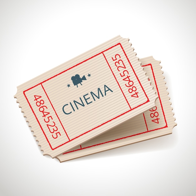 Vector bioscoop retro ticket pictogram geïsoleerd op wit