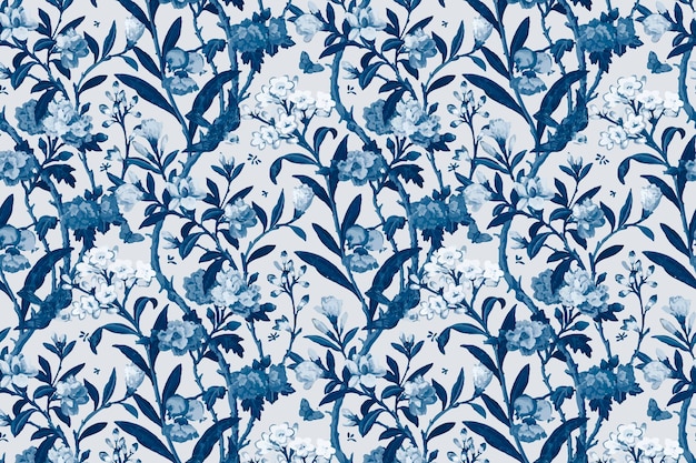 Vector blauwe bloemmotief vintage achtergrond