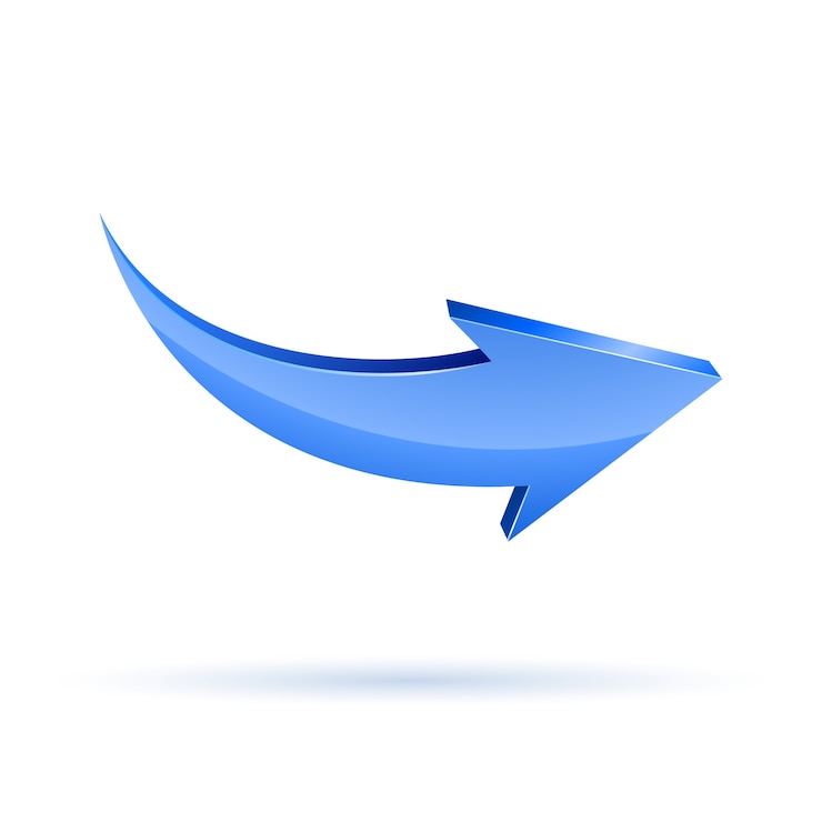 Gratis Vector vector blauwe pijl geïsoleerd op wit