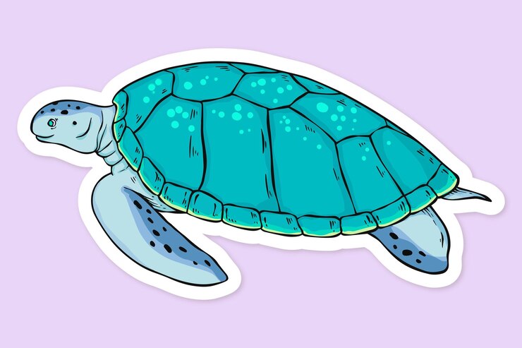 Gratis Vector vector cartoon sticker schildpad hand getekende clipart