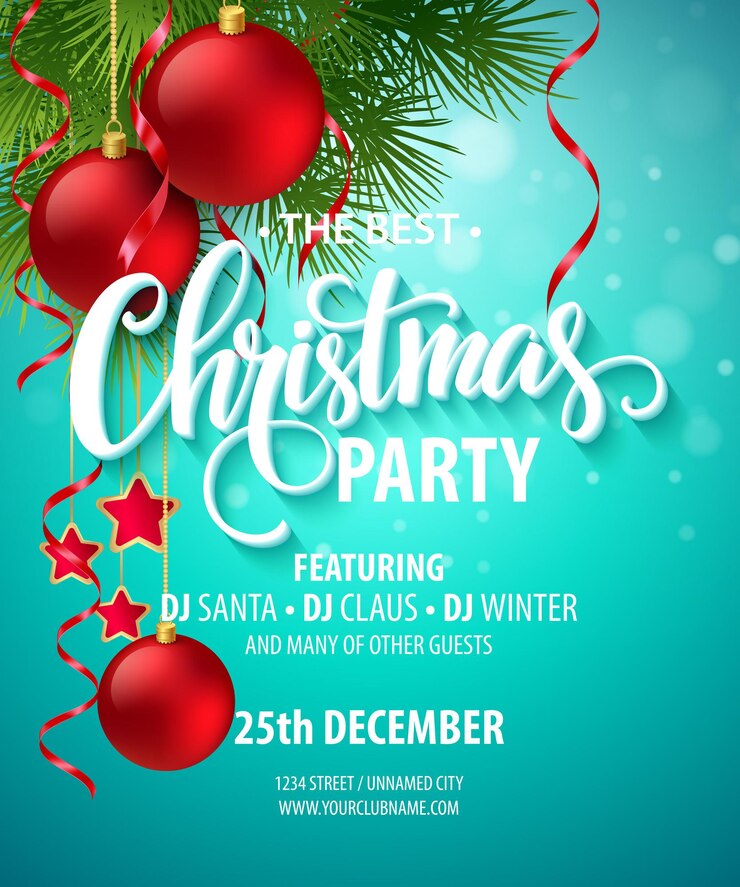 Gratis Vector vector christmas party ontwerpsjabloon. vectorillustratie eps10
