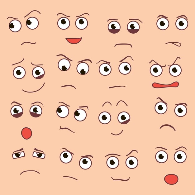 Vector creatieve cartoon stijl glimlacht met verschillende emoties. eps10