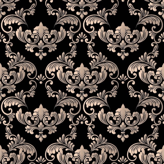 Vector damast naadloze patroon achtergrond klassieke luxe ouderwetse damast ornament koninklijke victoriaanse naadloze textuur voor wallpapers textiel inwikkeling exquise bloemen barok sjabloon Premium Vector