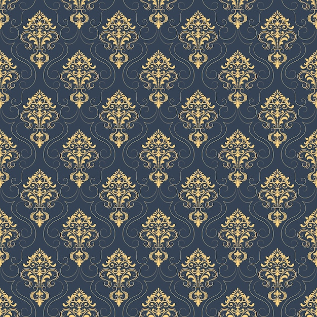 Vector damast naadloze patroon achtergrond. Klassieke luxe ouderwetse damast ornament, koninklijke Victoriaanse naadloze textuur voor wallpapers, textiel, wrapping. Uitstekende bloemen barok sjabloon.