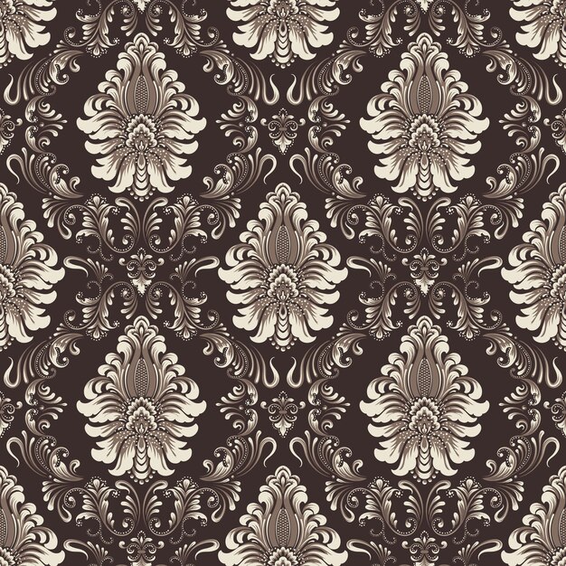 Vector damast naadloze patroon achtergrond. Klassieke luxe ouderwetse damast sieraad, koninklijke Victoriaanse naadloze textuur voor behang, textiel, inwikkeling. Exquise bloemen barok sjabloon.
