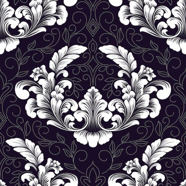 Vector damast naadloze patroonelement. Klassieke luxe ouderwetse damast ornament, koninklijke Victoriaanse naadloze textuur voor achtergronden, textiel, onmiddellijke verpakking.