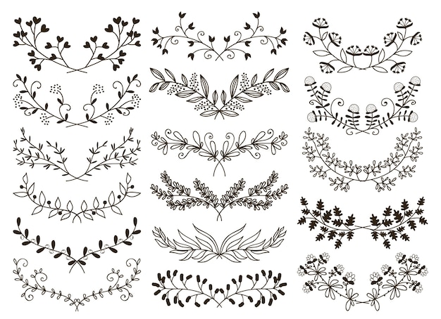vector design hand getekend floral grafische elementen