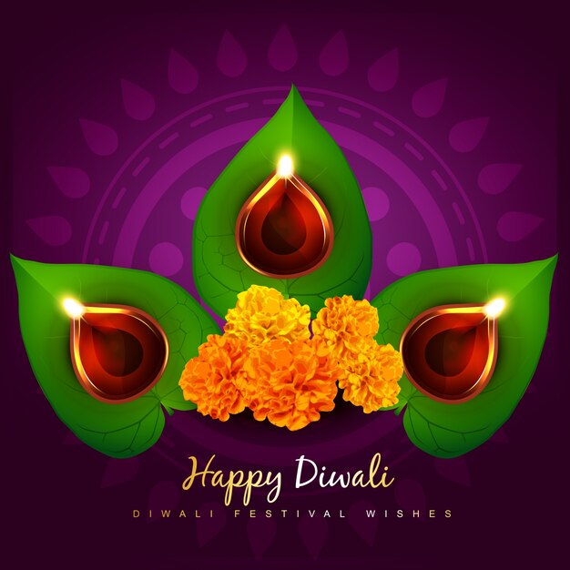 Vector diwali diya achtergrond ontwerp