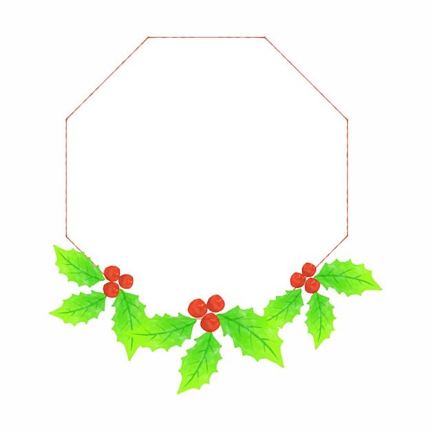 Vector frame hexagon winter berry aquarel achtergrondpatroon