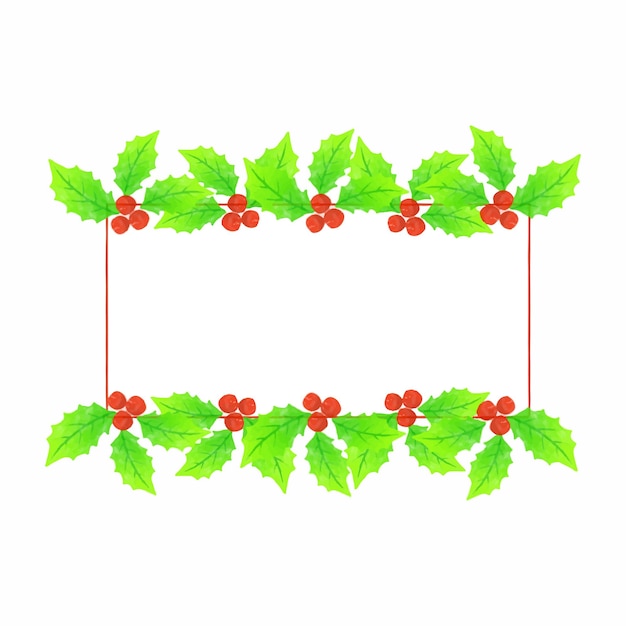 Vector frame rechthoek winter berry aquarel achtergrondpatroon