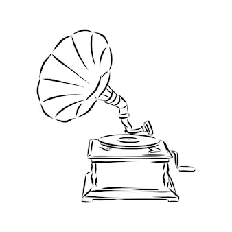 Vector grammofoon op een witte achtergrond. grammofoonteken, grammofoonembleem, grammofoonpictogram.