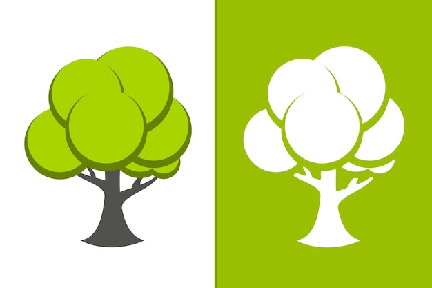 Vector groene boom en witte boom pictogram illustratie