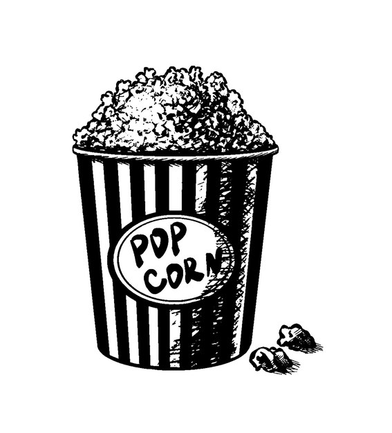 Vector hand getekend pictogram Popcorn doos geïsoleerd op een witte achtergrond