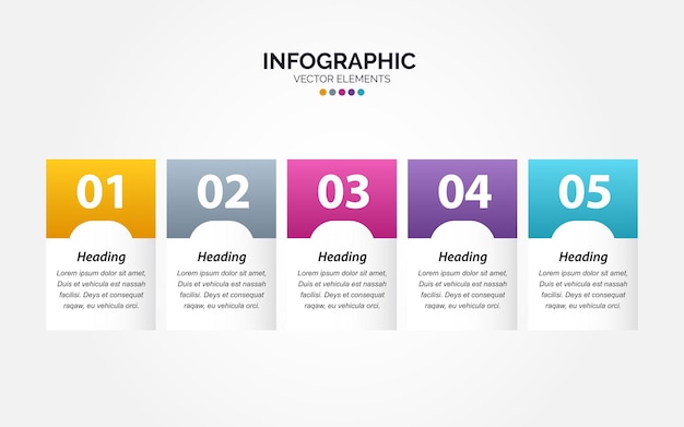 Vector horizontale infographic labelontwerpsjabloon met pictogrammen en 5 opties of stappen kan worden gebruikt voor procesdiagram presentaties werkstroom lay-out banner stroomschema info grafiek