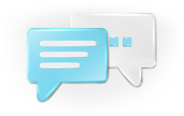 Vector icon set chat zeepbel in wit en blauw bericht en sms