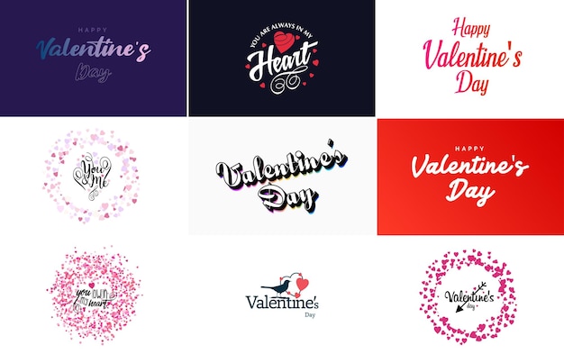 Vector illustratie van een hartvormige krans met Happy Valentine's Day tekst