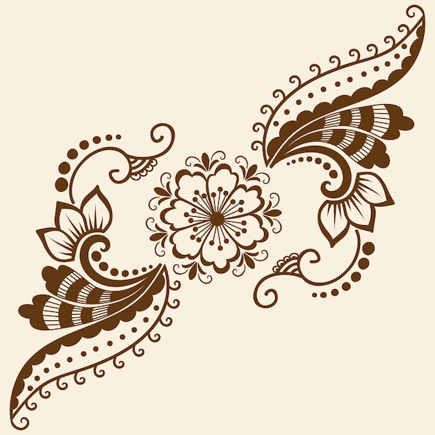 Vector illustratie van mehndi ornament. traditionele indiase stijl, sier bloemen elementen voor henna tattoo, stickers, mehndi en yoga ontwerp, kaarten en prints. abstracte bloemen vector illustratie.