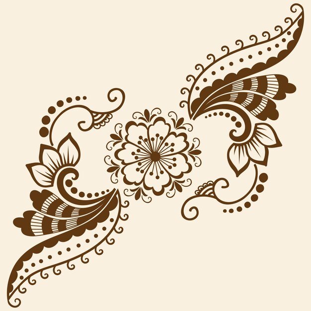 Vector illustratie van mehndi ornament. Traditionele Indiase stijl, sier bloemen elementen voor henna tattoo, stickers, mehndi en yoga ontwerp, kaarten en prints. Abstracte bloemen vector illustratie.