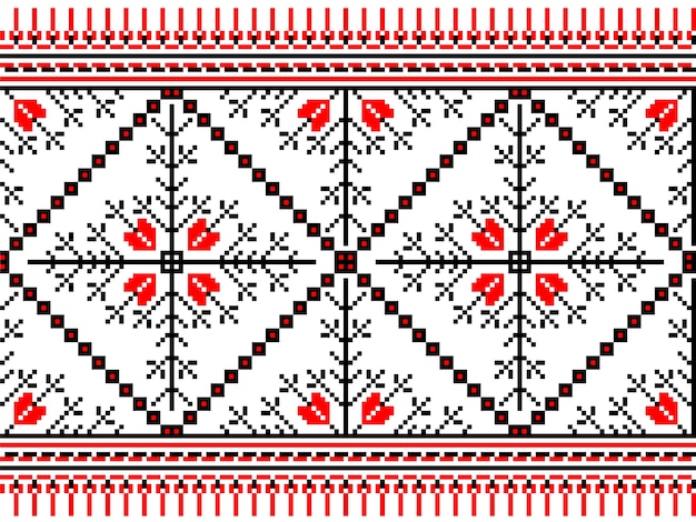 Vector illustratie van Oekraïense volks naadloze patroon ornament. Etnische versiering. Border element. Traditioneel Oekraïens, Wit-Russisch volkskunst gebreid borduurpatroon - Vyshyvanka