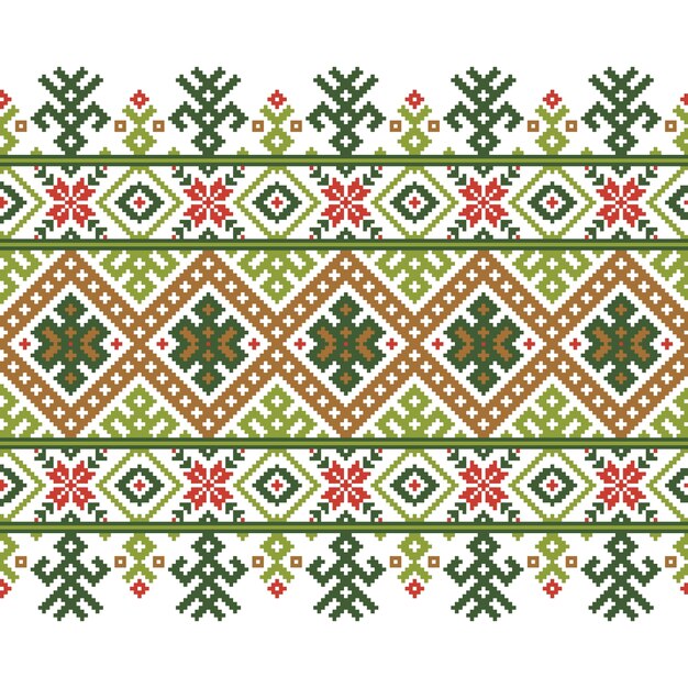 Vector illustratie van Oekraïense volks naadloze patroon ornament. Etnische versiering. Border element. Traditioneel Oekraïens, Wit-Russisch volkskunst gebreid borduurpatroon - Vyshyvanka