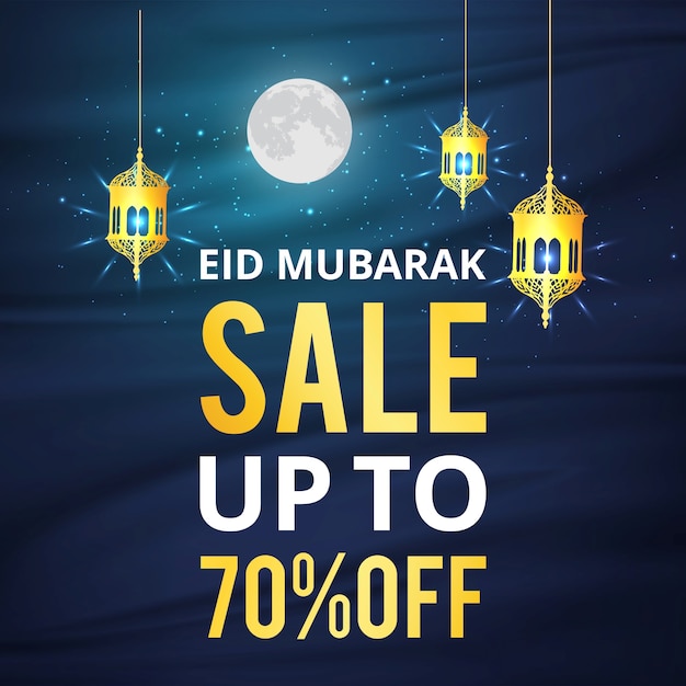 Gratis vector vector illustratie verkoop posterbanner of flyer van eid mubarak