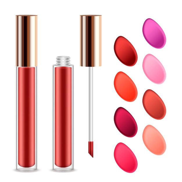 Gratis vector vector lipgloss realistische set