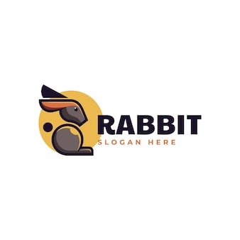 Vector logo illustratie konijn eenvoudige mascotte stijl