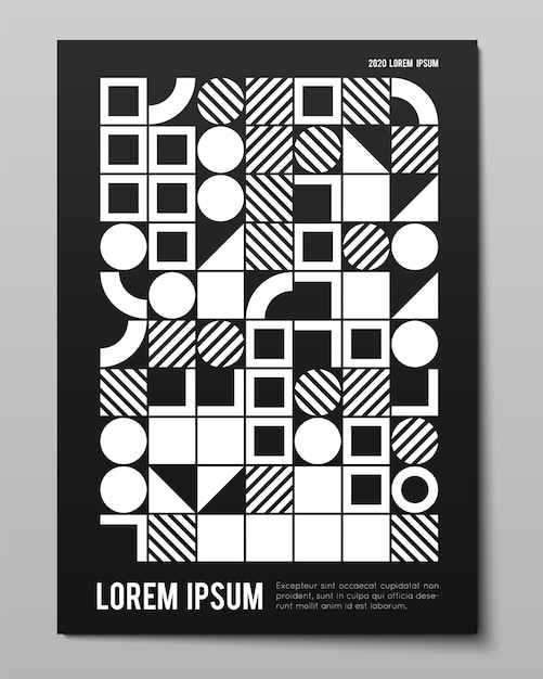 Vector minimalistische poster met eenvoudige vormen. Procedureel geometrisch. Zwitserse stijl abstracte lay-out. Conceptuele generatieve achtergrond van modern dagboek, boekomslag, branding, zakelijke presentaties.