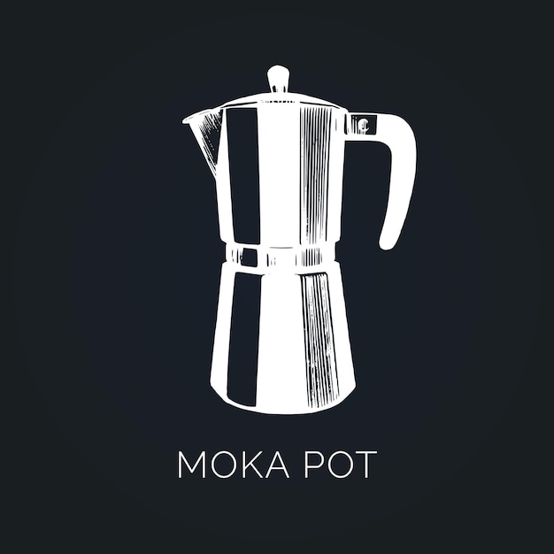 Vector moka pot illustratie hand geschetst maker voor alternatieve koffie brouwen cafe restaurant menu ontwerpconcept Premium Vector