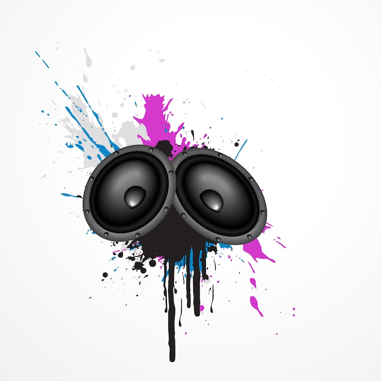 Gratis Vector vector muziek spreker op grungy kunst