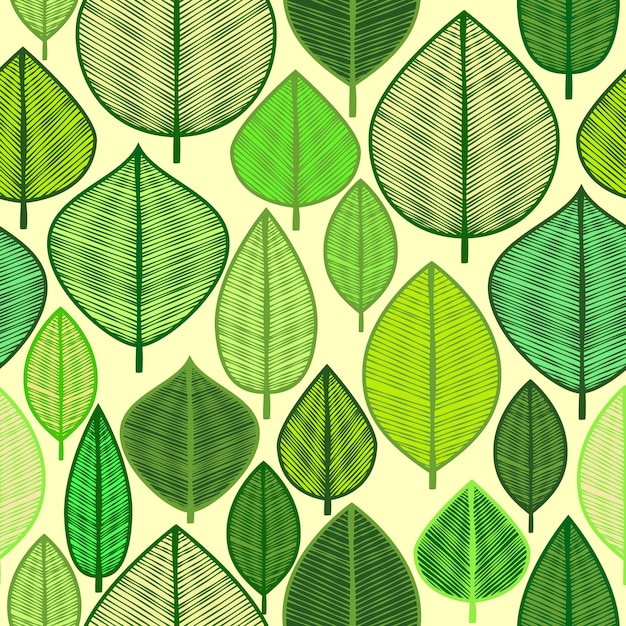 Gratis vector vector naadloos patroon met doodle bladeren