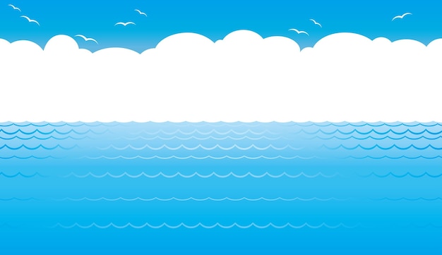 Vector naadloze ocean view achtergrond met tekst ruimte horizontaal herhaalbaar