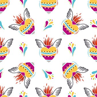 Vector naadloze patroon met hand getrokken doodle mexicaanse elementen. onafhankelijkheidsdag, cinco de mayo-feest, feestdecoraties voor uw ontwerp