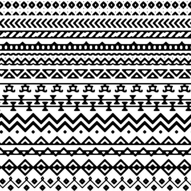Gratis vector vector naadloze tribal stijl mono patroon