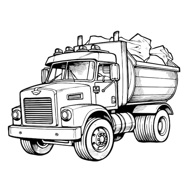 Vector overzicht vuilniswagen illustrator