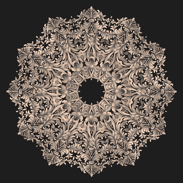Gratis vector vector ronde kant met damast en arabesk elementen. mehndi-stijl. oriënteer traditioneel ornament.