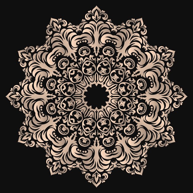 Vector ronde kant met damast en arabesk elementen. Mehndi-stijl. Oriënteer traditioneel ornament.