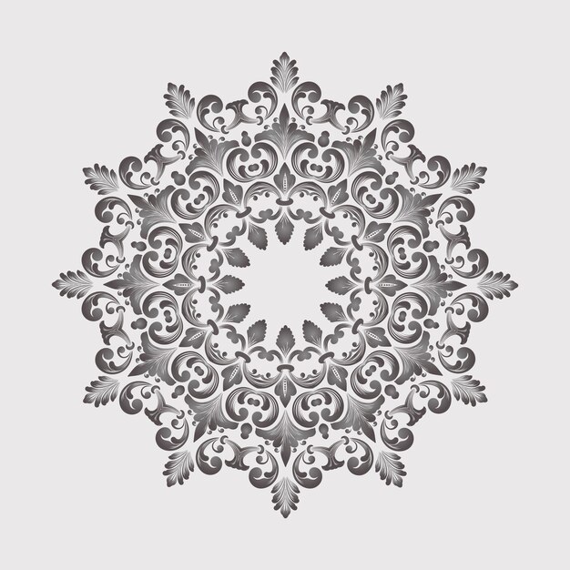 Vector ronde kant met damast en arabeske elementen Mehndi-stijl Oriënteer traditioneel ornament