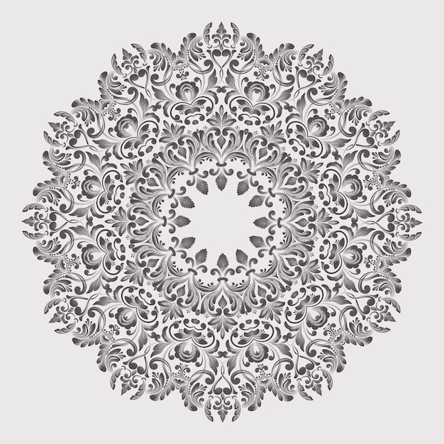 Gratis vector vector ronde kant met damast en arabeske elementen mehndi-stijl oriënteer traditioneel ornament