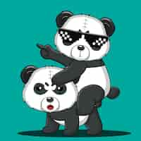 Gratis vector vector schattige baby cartoon panda in piratenkostuum