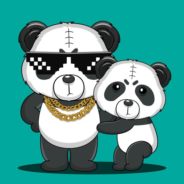 Vector schattige baby cartoon panda pictogram vector