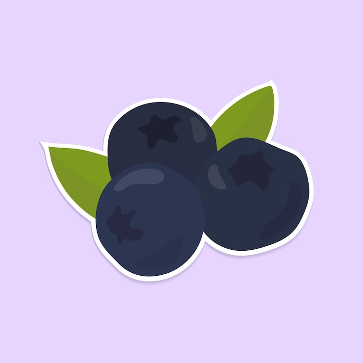 Gratis Vector vector schattige bosbessen fruit sticker clipart