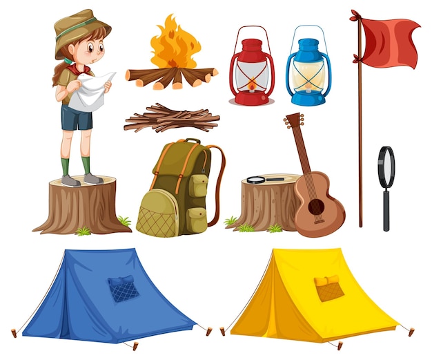 Vector set camping tenten