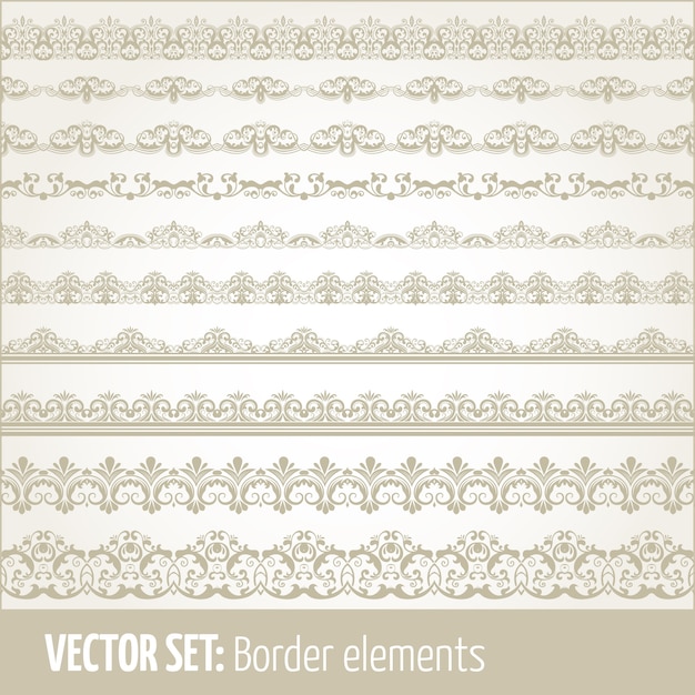 Vector set grenselementen en pagina-decoratie-elementen. Border decoratie elementen patronen. Etnische grenzen vector illustraties.