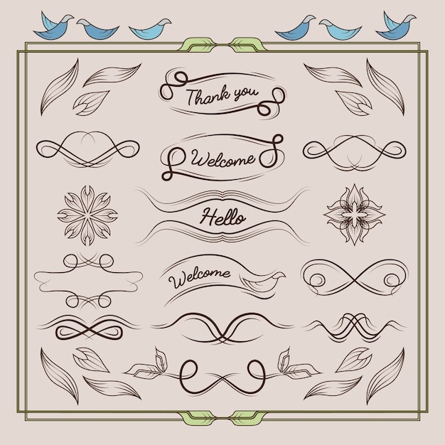 Vector set vintage elementen