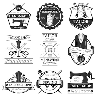 Vector set vintage kleermakers labels badges en logo's