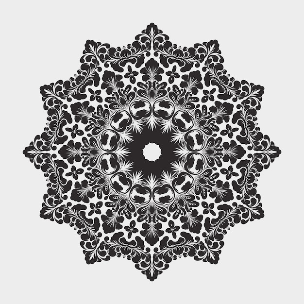 Vector sier ronde kant met damast en arabesque elementen. Mehndi-stijl. Oriënteer traditioneel ornament. Zentangle-achtig rond gekleurd bloemenornament.